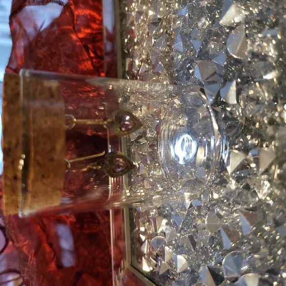 Patricia Locke Gold Tone Valentine Heart Drop Earrings w Swarovsky Pink Crystals - Picture 1 of 2